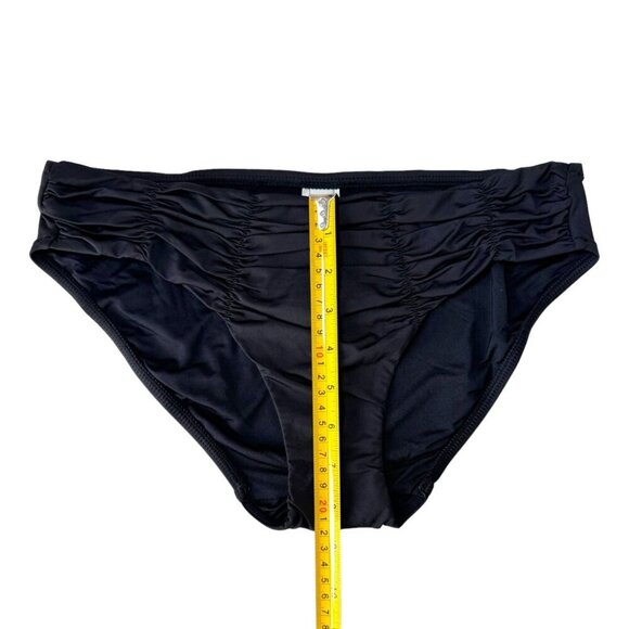 NWT Badgley Mischka Bikini Bottom SZ. 8 Black Ruching Solid Low Rise Minimalist - Picture 7 of 12
